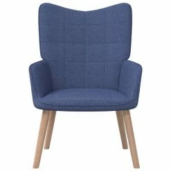 VidaXL Chaise de relaxation avec tabouret Bleu Tissu -Fauteuils Soldes image 3 327934
