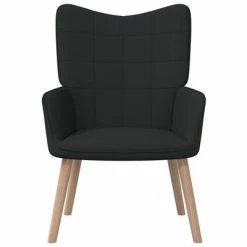 VidaXL Chaise de relaxation avec tabouret Noir Tissu -Fauteuils Soldes image 3 327936