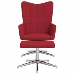 VidaXL Chaise de relaxation avec tabouret Rouge bordeaux Tissu -Fauteuils Soldes image 3 328004