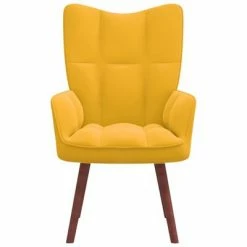 VidaXL Chaise de relaxation Jaune moutarde Velours 10 VidaXL Chaise de relaxation Jaune moutarde Velours -Fauteuils Soldes image 3 328058