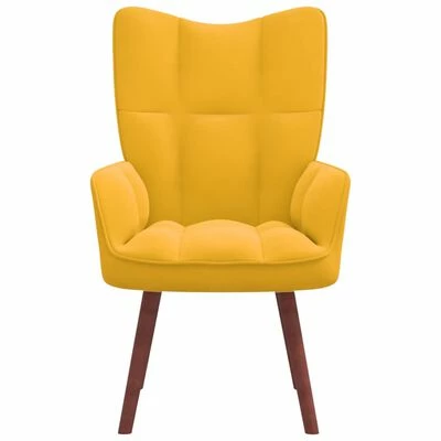 VidaXL Chaise de relaxation Jaune moutarde Velours 5 VidaXL Chaise de relaxation Jaune moutarde Velours – Image 3