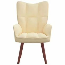 VidaXL Chaise de relaxation Blanc crème Velours 10 VidaXL Chaise de relaxation Blanc crème Velours -Fauteuils Soldes image 3 328060