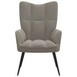 VidaXL Chaise de relaxation Gris clair Velours -Fauteuils Soldes image 3 328073