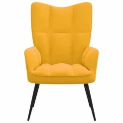 VidaXL Chaise de relaxation Jaune moutarde Velours -Fauteuils Soldes image 3 328080