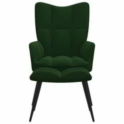 VidaXL Chaise de relaxation avec repose-pied Vert foncé Velours -Fauteuils Soldes image 3 328086