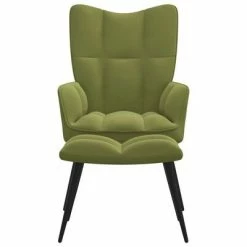 VidaXL Chaise de relaxation avec repose-pied Vert clair Velours 10 VidaXL Chaise de relaxation avec repose-pied Vert clair Velours -Fauteuils Soldes image 3 328087
