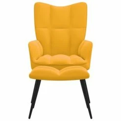 VidaXL Chaise de relaxation avec repose-pied Jaune moutarde Velours -Fauteuils Soldes image 3 328091