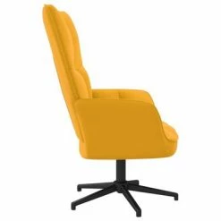 VidaXL Chaise de relaxation Jaune moutarde Velours -Fauteuils Soldes image 3 328102