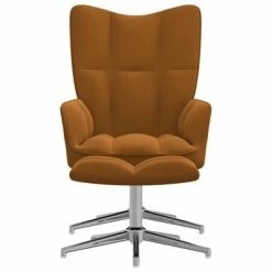 VidaXL Chaise de relaxation avec repose-pied Marron Velours 10 VidaXL Chaise de relaxation avec repose-pied Marron Velours -Fauteuils Soldes image 3 328136