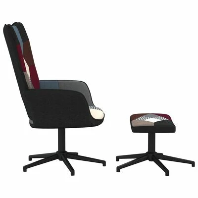 VidaXL Chaise de relaxation avec repose-pied Patchwork Tissu 5 VidaXL Chaise de relaxation avec repose-pied Patchwork Tissu – Image 3