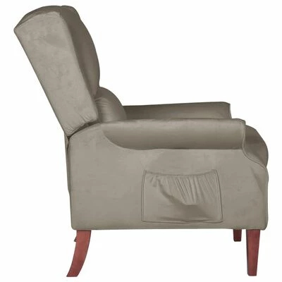 VidaXL Fauteuil inclinable Gris clair Velours 5 VidaXL Fauteuil inclinable Gris clair Velours – Image 3