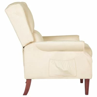 VidaXL Fauteuil inclinable Crème Velours 5 VidaXL Fauteuil inclinable Crème Velours – Image 3