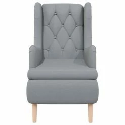 VidaXL Fauteuil avec pieds en bois d'hévéa solide Gris clair Tissu -Fauteuils Soldes image 3 329384