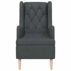 VidaXL Fauteuil avec pieds en bois d'hévéa solide Gris foncé Tissu 10 VidaXL Fauteuil avec pieds en bois d'hévéa solide Gris foncé Tissu -Fauteuils Soldes image 3 329385