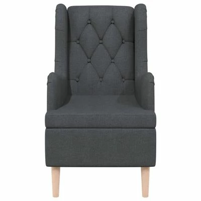VidaXL Fauteuil avec pieds en bois d'hévéa solide Gris foncé Tissu 5 VidaXL Fauteuil avec pieds en bois d'hévéa solide Gris foncé Tissu – Image 3
