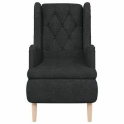 VidaXL Fauteuil avec pieds en bois d'hévéa solide Noir Tissu -Fauteuils Soldes image 3 329386