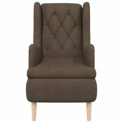 VidaXL Fauteuil avec pieds en bois d'hévéa solide Marron Tissu 10 VidaXL Fauteuil avec pieds en bois d'hévéa solide Marron Tissu -Fauteuils Soldes image 3 329388
