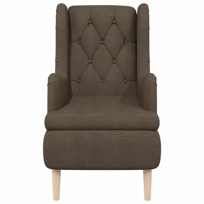 VidaXL Fauteuil avec pieds en bois d'hévéa solide Marron Tissu 5 VidaXL Fauteuil avec pieds en bois d'hévéa solide Marron Tissu – Image 3