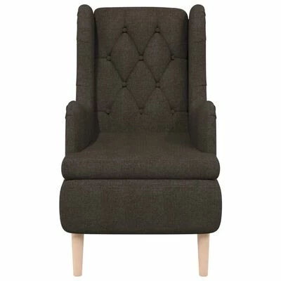 VidaXL Fauteuil avec pieds en bois d'hévéa solide Marron foncé Tissu 5 VidaXL Fauteuil avec pieds en bois d'hévéa solide Marron foncé Tissu – Image 3