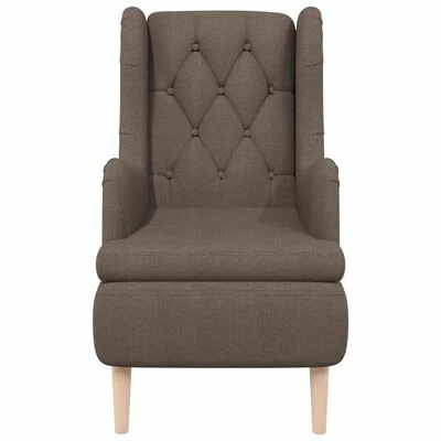 VidaXL Fauteuil avec pieds en bois d'hévéa solide Taupe Tissu 5 VidaXL Fauteuil avec pieds en bois d'hévéa solide Taupe Tissu – Image 3
