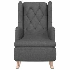 VidaXL Fauteuil avec pieds à bascule en bois d'hévéa Gris foncé Tissu -Fauteuils Soldes image 3 329406