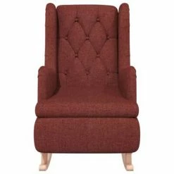 VidaXL Fauteuil avec pieds à bascule en bois d'hévéa Bordeaux Tissu 10 VidaXL Fauteuil avec pieds à bascule en bois d'hévéa Bordeaux Tissu -Fauteuils Soldes image 3 329408