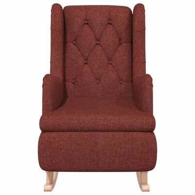 VidaXL Fauteuil avec pieds à bascule en bois d'hévéa Bordeaux Tissu 5 VidaXL Fauteuil avec pieds à bascule en bois d'hévéa Bordeaux Tissu – Image 3