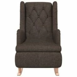 VidaXL Fauteuil avec pieds à bascule bois d'hévéa Marron foncé Tissu -Fauteuils Soldes image 3 329410