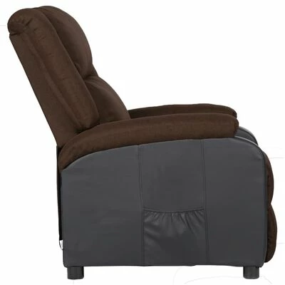 VidaXL Fauteuil inclinable TV Marron foncé Similicuir et tissu 5 VidaXL Fauteuil inclinable TV Marron foncé Similicuir et tissu – Image 3