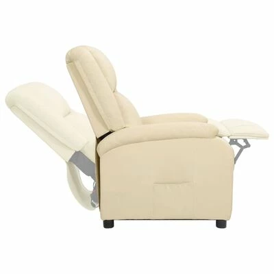 VidaXL Fauteuil inclinable Crème Cuir véritable 5 VidaXL Fauteuil inclinable Crème Cuir véritable – Image 3
