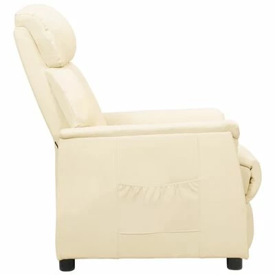 VidaXL Fauteuil inclinable Crème Similicuir 5 VidaXL Fauteuil inclinable Crème Similicuir – Image 3