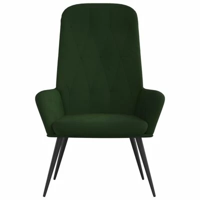 VidaXL Chaise de relaxation Vert foncé Velours 5 VidaXL Chaise de relaxation Vert foncé Velours – Image 3