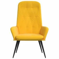 VidaXL Chaise de relaxation Jaune moutarde Velours -Fauteuils Soldes image 3 341201