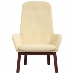 VidaXL Chaise de relaxation Blanc crème Velours -Fauteuils Soldes image 3 341227