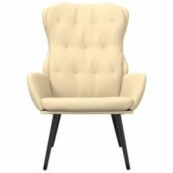 VidaXL Chaise de relaxation Blanc crème Velours -Fauteuils Soldes image 3 341238