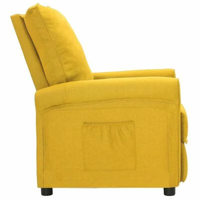 VidaXL Fauteuil inclinable Jaune Tissu 5 VidaXL Fauteuil inclinable Jaune Tissu – Image 3