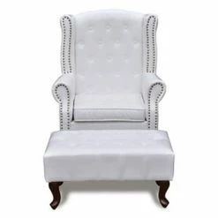 VidaXL Fauteuil avec pouf Blanc -Fauteuils Soldes image 3 60653