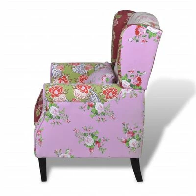 VidaXL Fauteuil avec design de patchwork Tissu 5 VidaXL Fauteuil avec design de patchwork Tissu – Image 4