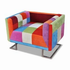VidaXL Fauteuil cube avec design de patchwork Chrome Tissu 11 VidaXL Fauteuil cube avec design de patchwork Chrome Tissu -Fauteuils Soldes image 4 240895
