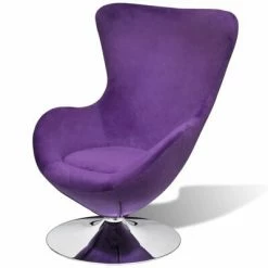 VidaXL Fauteuil pivotant en forme d’œuf avec coussin Violet Velours -Fauteuils Soldes image 4 241177