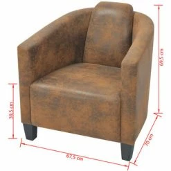 VidaXL Fauteuil Marron Tissu -Fauteuils Soldes image 4 243899