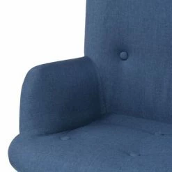 VidaXL Fauteuil avec repose-pied Bleu Tissu -Fauteuils Soldes image 4 244663