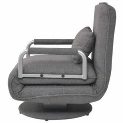 VidaXL Fauteuil pivotant et canapé-lit Gris foncé Tissu -Fauteuils Soldes image 4 244667