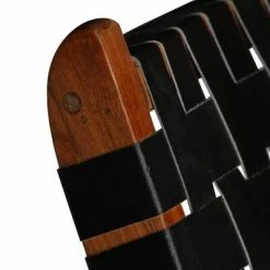 VidaXL Chaise pliable Bandes croisées Noir Cuir véritable -Fauteuils Soldes image 4 246366