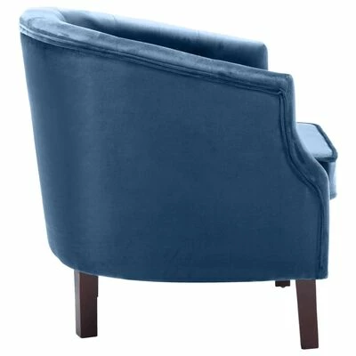 VidaXL Fauteuil Bleu Velours 6 VidaXL Fauteuil Bleu Velours – Image 4
