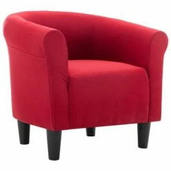 VidaXL Fauteuil et tabouret Rouge bordeaux Tissu -Fauteuils Soldes image 4 248032