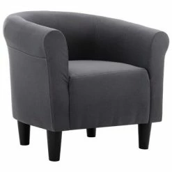 VidaXL Fauteuil et tabouret Noir Tissu -Fauteuils Soldes image 4 248037