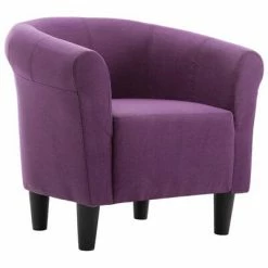 VidaXL Fauteuil et tabouret Violet Tissu -Fauteuils Soldes image 4 248038