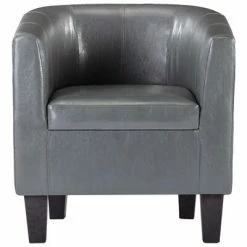VidaXL Fauteuil avec repose-pied Gris Similicuir 11 VidaXL Fauteuil avec repose-pied Gris Similicuir -Fauteuils Soldes image 4 248058