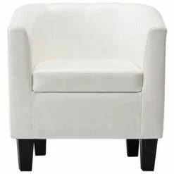 VidaXL Fauteuil avec repose-pied Blanc Similicuir -Fauteuils Soldes image 4 248060